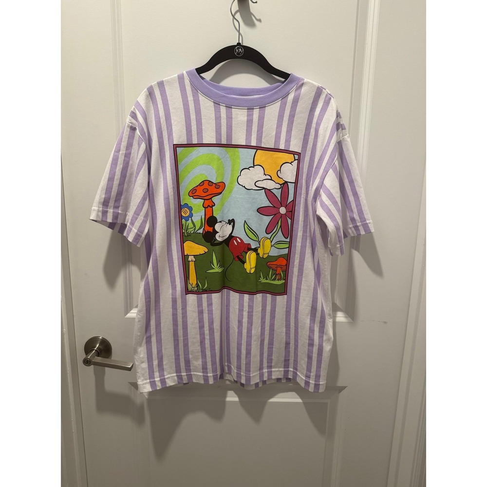 Disney Purple Stripe Women's T-Shirt Size S